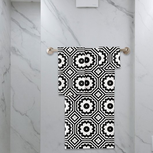 Modern Moroccan Motifs Geometric Pattern バスタオルセット