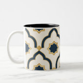 Modern Moroccan Navy Gold Geometric Mug ツートーンマグカップ (左)