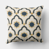 Modern Moroccan Navy Gold Geometric Pillow クッション (裏面)