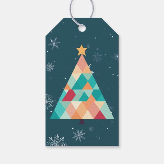 Modern Mosaic Christmas Tree Gift Tag ギフトタグ (正面)