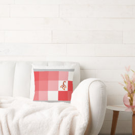 Modern Mosaic: Crimson & Blush Geometric Polyester クッション