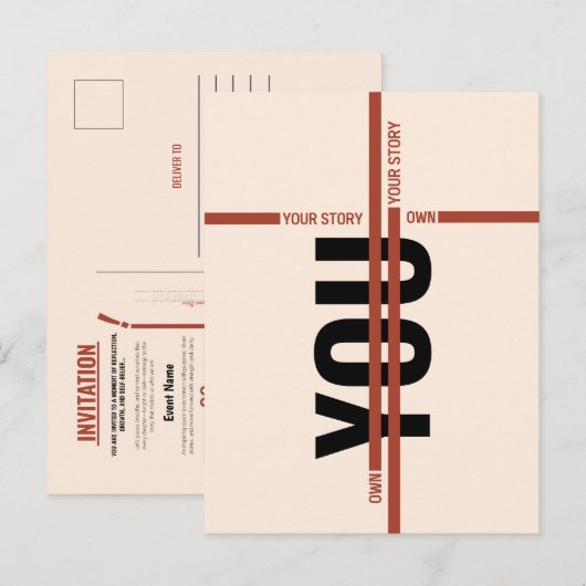 Modern Motivational Event Invitation Card | Semina インビテーションポストカード (正面/裏面)