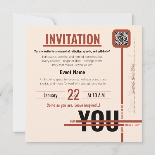 Modern Motivational Event Invitation Card | Semina 招待状 (裏面)