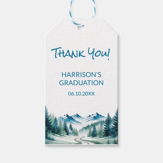 Modern Mountain Grad Party ギフトタグ (正面)
