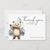 Modern Mountains Bear Safari Baby Shower サンキューカード (正面)