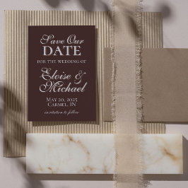  Modern Mousse Brown Vertical Photo Save the Date セーブザデート