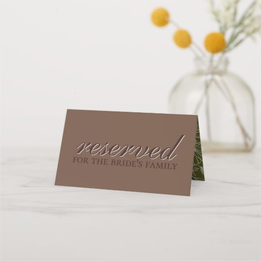 Modern Mousse Brown Wedding Seating Marker プレイスカード (裏面)