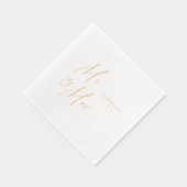 Modern Mr. and Mrs. script minimalist wedding 箔ナプキン (右)