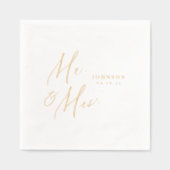 Modern Mr. and Mrs. script minimalist wedding 箔ナプキン (正面)