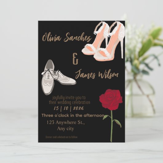 Modern Mr and Mrs wedding gold 招待状 (スタンド正面)