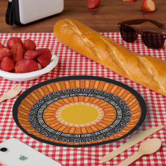 Modern Mudcloth Kente Print Paper Plate ペーパープレート
