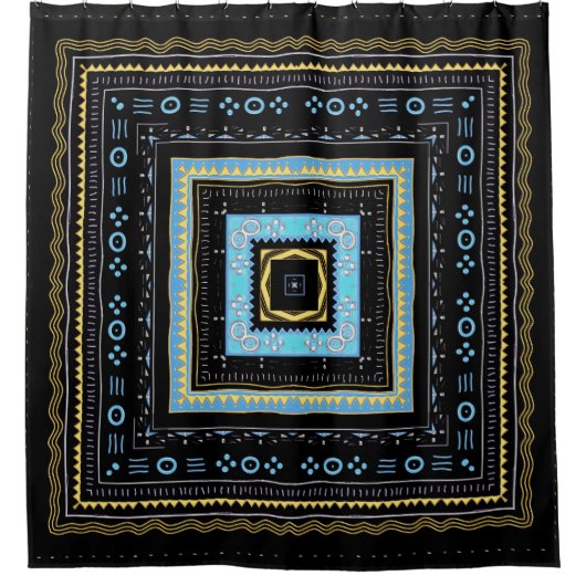 Modern Mudcloth Print シャワーカーテン (正面)