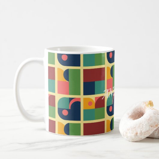 Modern Mug – Abstract Geometric Pattern コーヒーマグカップ (ドーナツ)