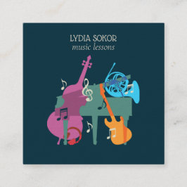 Modern Multi-Instrument Music Business Card スクエア名刺