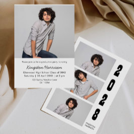 Modern Multi Photo Boy Graduation Invitation 招待状