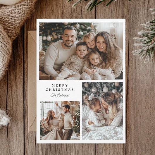 Modern Multi Photo Christmas Card | Elegant Family シーズンカード