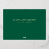 Modern Multi Photo Collage Merry Christmas 箔シーズンカード (裏面)