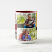 Modern Multi Photo Family Burgundy Red collage マグカップ (中央)