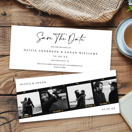 Modern Multi-Photo Filmstrip Wedding Save The Date セーブザデート