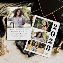 Modern Multi Photo Girl Graduation Invitation