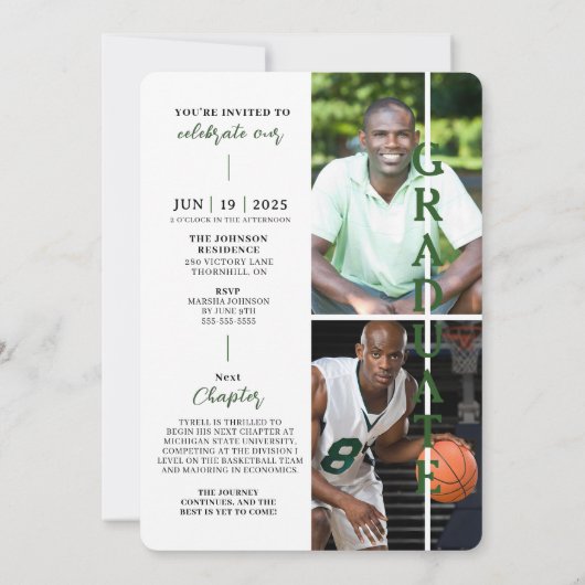 Modern Multi Photo Graduation Class of 2026 招待状 (裏面)