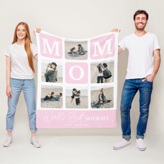 Modern Multi Photo Grid Cute MOM Gift  フリースブランケット (インサイチュ)