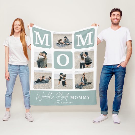 Modern Multi Photo Grid Cute MOM Gift フリースブランケット (インサイチュ)