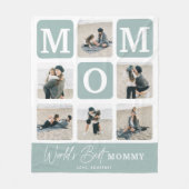 Modern Multi Photo Grid Cute MOM Gift フリースブランケット (正面)