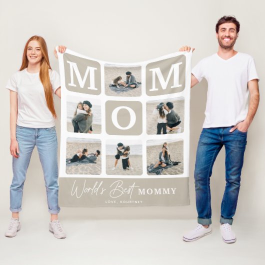 Modern Multi Photo Grid Cute MOM Gift  フリースブランケット (インサイチュ)