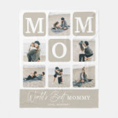 Modern Multi Photo Grid Cute MOM Gift  フリースブランケット (正面)