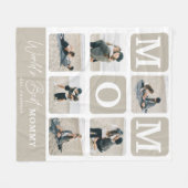 Modern Multi Photo Grid Cute MOM Gift  フリースブランケット (正面(横))