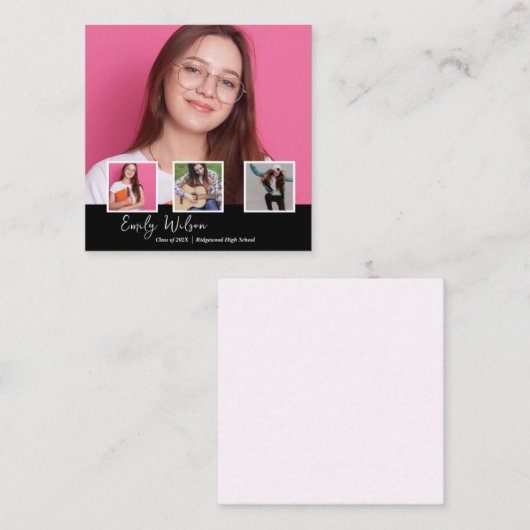 Modern Multi Photo Senior Graduation Announcement ノートカード (正面/裏面)