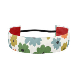 Modern multicolor floral pattern blue green pink アスレチックヘッドバンド