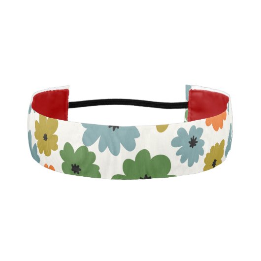 Modern multicolor floral pattern blue green pink アスレチックヘッドバンド (正面)