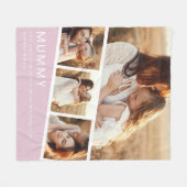 Modern Mummy Photo Strip Collage Fleece Pink フリースブランケット (正面(横))