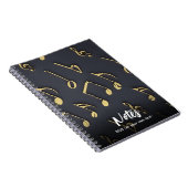 Modern Music Notes Gold Black Music Lover Abstract ノートブック (右側)