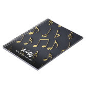 Modern Music Notes Gold Black Music Lover Abstract ノートブック (左側)