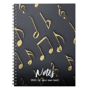 Modern Music Notes Gold Black Music Lover Abstract ノートブック