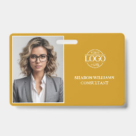 Modern Mustard Minimal Company Employee Photo バッジ