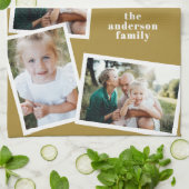 Modern Mustard Multi Photo Family Collage Kitchen キッチンタオル (折り畳み)
