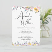 Modern Mustard Yellow and Lavender Floral Wedding 招待状 (スタンド正面)