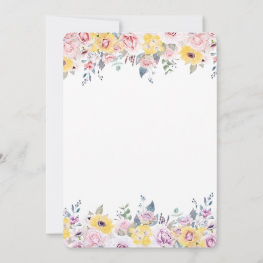 Modern Mustard Yellow and Lavender Floral Wedding 招待状 (裏面)