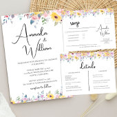 Modern Mustard Yellow and Lavender Floral Wedding 招待状