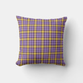 Modern Mustard Yellow and Lavender Purple Plaid Th クッション (正面)