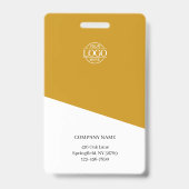 Modern Mustard Yellow Employee Photo Company Logo バッジ (裏面)