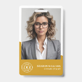 Modern Mustard Yellow Employee Photo Company Logo バッジ