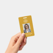 Modern Mustard Yellow Minimalist Employee Photo バッジ (手持ち)