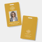 Modern Mustard Yellow Minimalist Employee Photo バッジ (正面＆裏面)