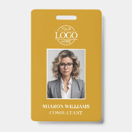 Modern Mustard Yellow Minimalist Employee Photo バッジ