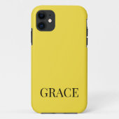 Modern Mustard Yellow Personalized Name Case-Mate iPhoneケース (裏面)